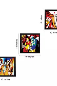 Set Of 3 Radha Krishna Satin Matt Texture UV Art Painting