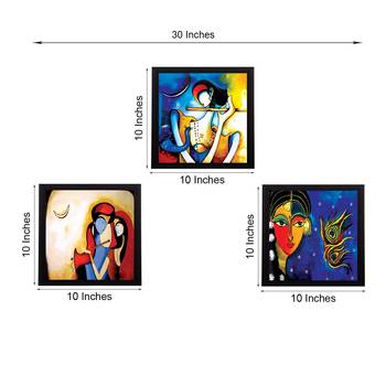 Set Of 3 Radha Krishna Satin Matt Texture UV Art Painting 3