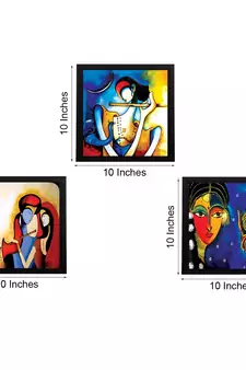 Set Of 3 Radha Krishna Satin Matt Texture UV Art Painting