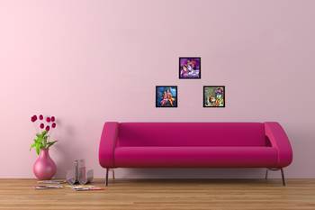 Set Of 3 Radha Krishna Satin Matt Texture UV Art Painting 2