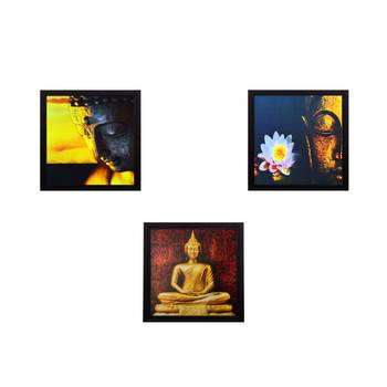 Set Of 3 Meditating Buddha Satin Matt Texture UV Art Painting 1