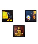 Set Of 3 Meditating Buddha Satin Matt Texture UV Art Painting