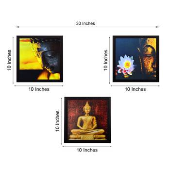 Set Of 3 Meditating Buddha Satin Matt Texture UV Art Painting 3