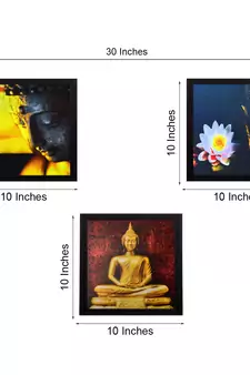 Set Of 3 Meditating Buddha Satin Matt Texture UV Art Painting