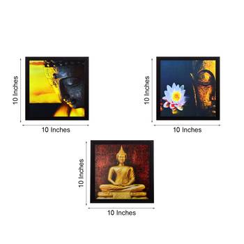 Set Of 3 Meditating Buddha Satin Matt Texture UV Art Painting 4