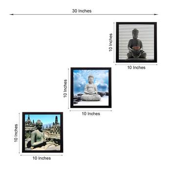 Set Of 3 Meditating Buddha Satin Matt Texture UV Art Painting 3