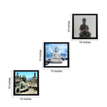 Set Of 3 Meditating Buddha Satin Matt Texture UV Art Painting 4