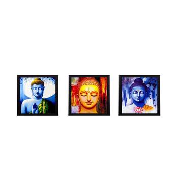 Set Of 3 Meditating Buddha Satin Matt Texture UV Art Painting 1
