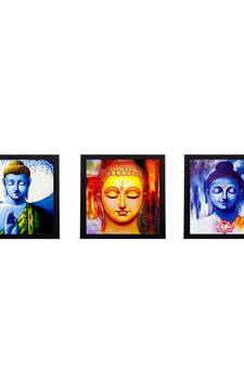 Set Of 3 Meditating Buddha Satin Matt Texture UV Art Painting