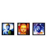 Set Of 3 Meditating Buddha Satin Matt Texture UV Art Painting