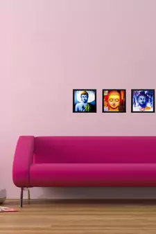 Set Of 3 Meditating Buddha Satin Matt Texture UV Art Painting