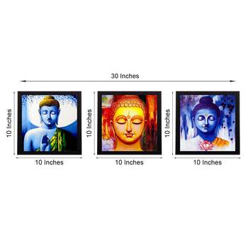 Set Of 3 Meditating Buddha Satin Matt Texture UV Art Painting 3