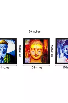 Set Of 3 Meditating Buddha Satin Matt Texture UV Art Painting