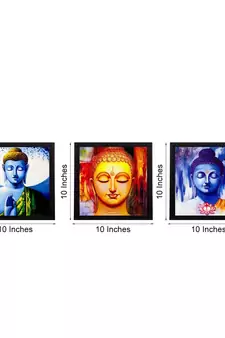 Set Of 3 Meditating Buddha Satin Matt Texture UV Art Painting