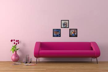 Set Of 3 Radha Krishna Satin Matt Texture UV Art Painting 2