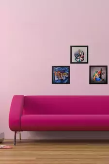 Set Of 3 Radha Krishna Satin Matt Texture UV Art Painting