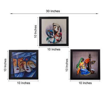 Set Of 3 Radha Krishna Satin Matt Texture UV Art Painting 3