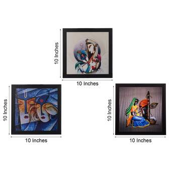 Set Of 3 Radha Krishna Satin Matt Texture UV Art Painting 4