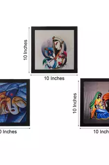 Set Of 3 Radha Krishna Satin Matt Texture UV Art Painting