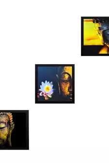Set Of 3 Meditating Buddha Satin Matt Texture UV Art Painting
