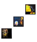 Set Of 3 Meditating Buddha Satin Matt Texture UV Art Painting