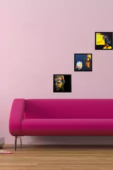 Set Of 3 Meditating Buddha Satin Matt Texture UV Art Painting