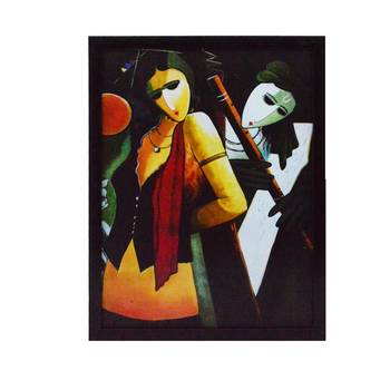 Radha Krishna playing Flute Satin Matt Texture UV Art Painting 1