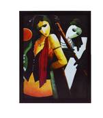 Radha Krishna playing Flute Satin Matt Texture UV Art Painting