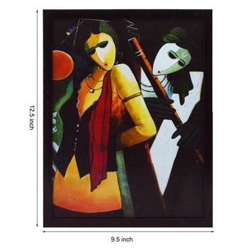 Radha Krishna playing Flute Satin Matt Texture UV Art Painting 2