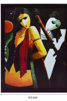 Radha Krishna playing Flute Satin Matt Texture UV Art Painting