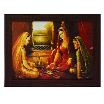 Women Playing Game Satin Matt Texture UV Art Painting 1