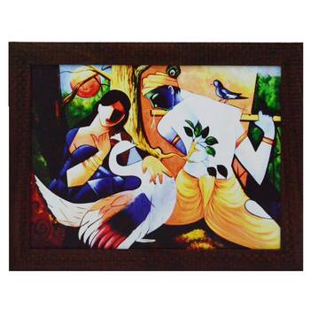 Abstract Radha Krishna Satin Matt Texture UV Art Painting 1