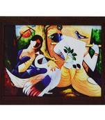 Abstract Radha Krishna Satin Matt Texture UV Art Painting