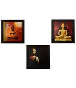 Set Of 3 Meditating Buddha Satin Matt Texture UV Art Painting