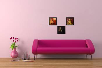 Set Of 3 Meditating Buddha Satin Matt Texture UV Art Painting 2