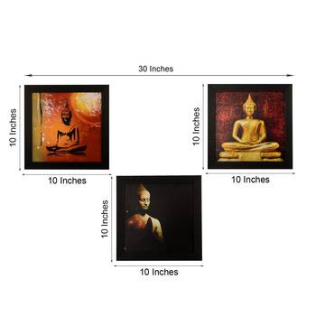 Set Of 3 Meditating Buddha Satin Matt Texture UV Art Painting 3