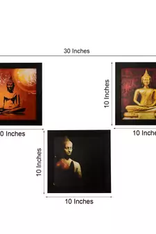Set Of 3 Meditating Buddha Satin Matt Texture UV Art Painting