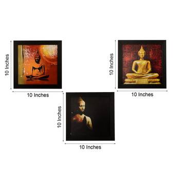 Set Of 3 Meditating Buddha Satin Matt Texture UV Art Painting 4