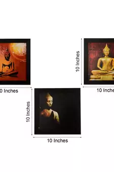 Set Of 3 Meditating Buddha Satin Matt Texture UV Art Painting