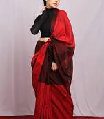 red woven Ikat Saree With Blouse