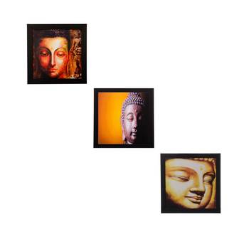 Set Of 3 Meditating Buddha Satin Matt Texture UV Art Painting 1