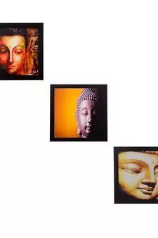 Set Of 3 Meditating Buddha Satin Matt Texture UV Art Painting