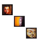 Set Of 3 Meditating Buddha Satin Matt Texture UV Art Painting