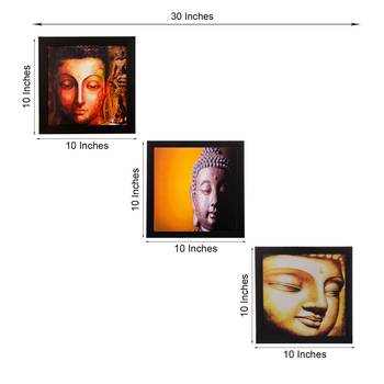 Set Of 3 Meditating Buddha Satin Matt Texture UV Art Painting 3