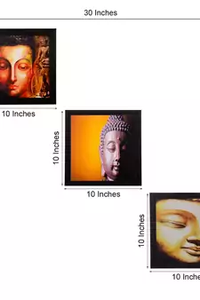 Set Of 3 Meditating Buddha Satin Matt Texture UV Art Painting