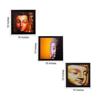Set Of 3 Meditating Buddha Satin Matt Texture UV Art Painting 4
