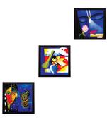 Set Of 3 Radha Krishna Satin Matt Texture UV Art Painting