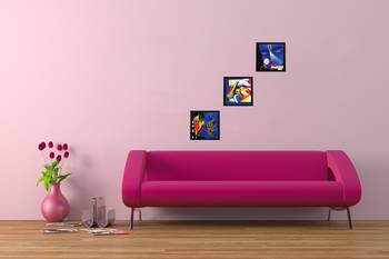 Set Of 3 Radha Krishna Satin Matt Texture UV Art Painting 2