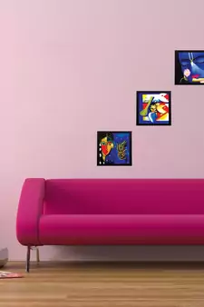 Set Of 3 Radha Krishna Satin Matt Texture UV Art Painting