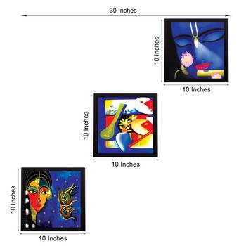 Set Of 3 Radha Krishna Satin Matt Texture UV Art Painting 3